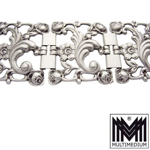 Jugendstil 800er Silber Armband Rosen 30er 40er Jahre silver bracelet