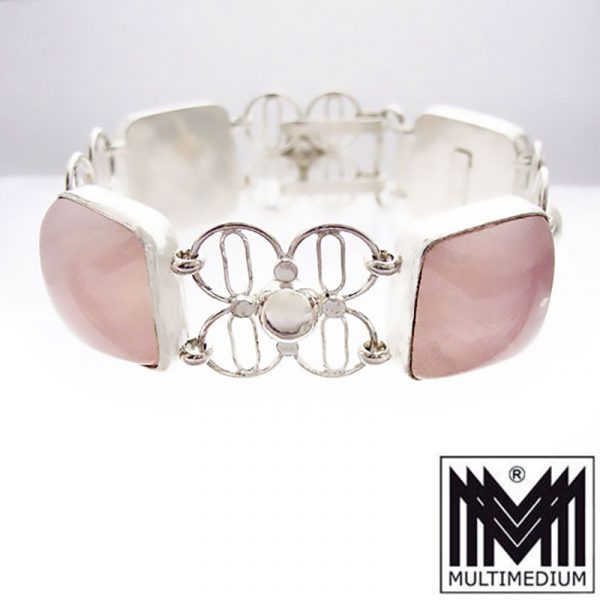 Art Deco Rosenquarz Silber Armband signiert 30er 30s silver bracelet