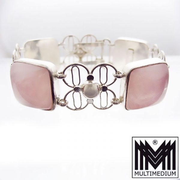 Art Deco Rosenquarz Silber Armband signiert 30er 30s silver bracelet