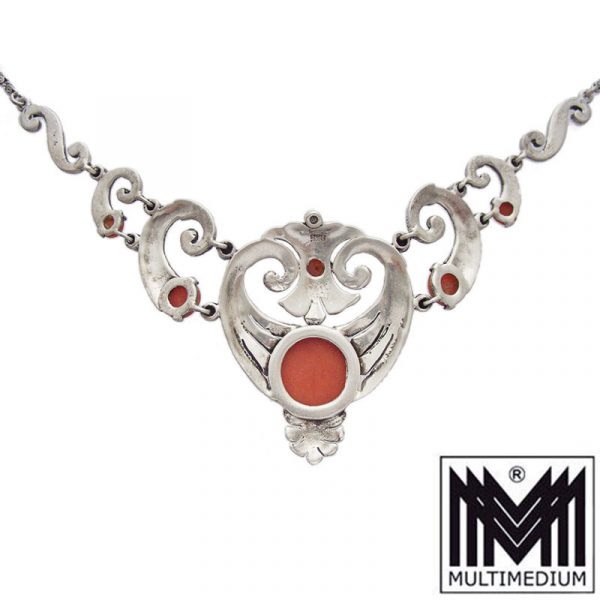 Jugendstil Silber Koralle Collier Markasiten Art Nouveau silver coral necklace