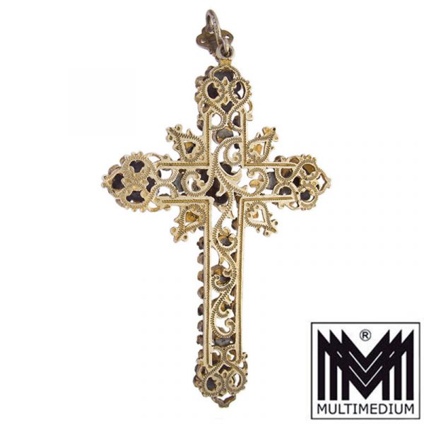 Silber Kreuz Siebenbürgen Granat Türkis Perle Antik Victorian