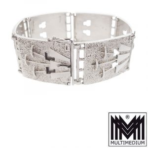 Art Deco Armband Silber signiert stilisierte Blumen selten silver bracelet