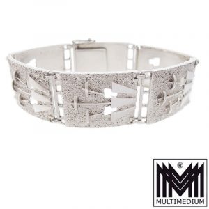 Art Deco Armband Silber signiert stilisierte Blumen selten silver bracelet