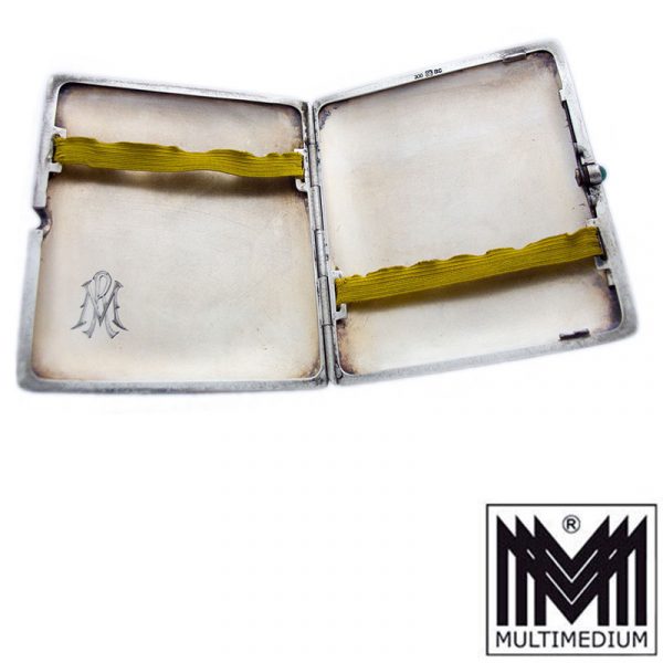 Art Deco Zigarettenetui Silber Grün silver cigarette case box RM MR