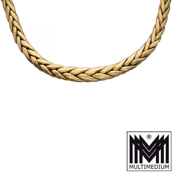 750 Gold Damen Halskette Collier necklace Zopfkette geflochten