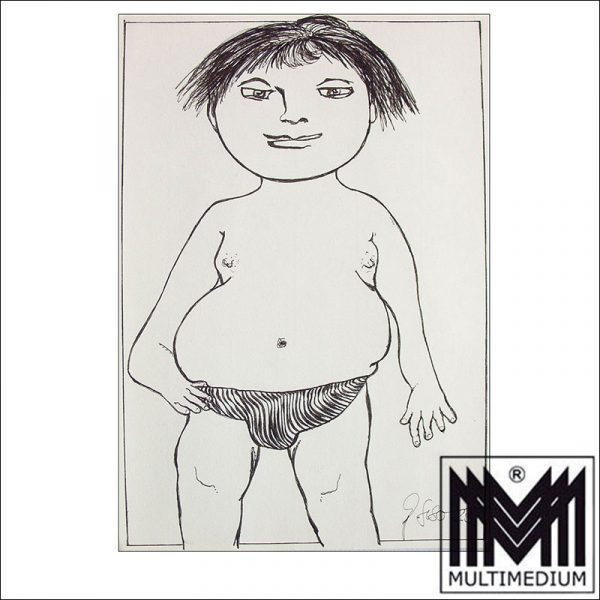 Original Tusche Zeichnung - Gisela Geser - Titel - Sumo