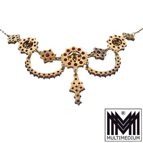 Granat Collier Halskette Silber vergoldet silver gilt garnet necklace