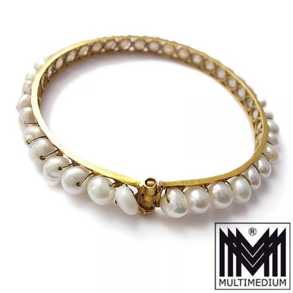 Gold Süßwasser Perlen Armband Armreif 22k 22ct karat fresh w pearl gold bracelet