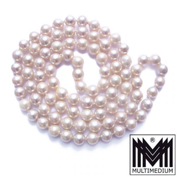 Akoya Perlen Halskette Perlenkette einreihig pearl necklace 90 x 8,5 mm rosa Lüster