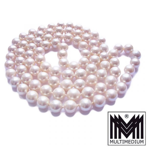 Akoya Perlen Halskette Perlenkette einreihig pearl necklace 90 x 8,5 mm rosa Lüster