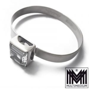 Bengt Hallberg Schweden Bergkristall Silber Set Ring Armreif Ohrclips Ohrringe