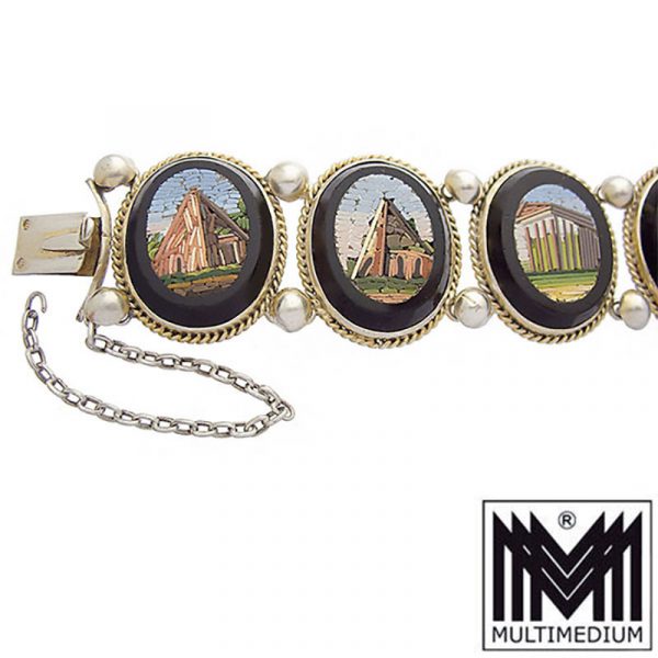 Millefiori Silber Armband um 1840 Mikromosaik silver gilt micro mosaic