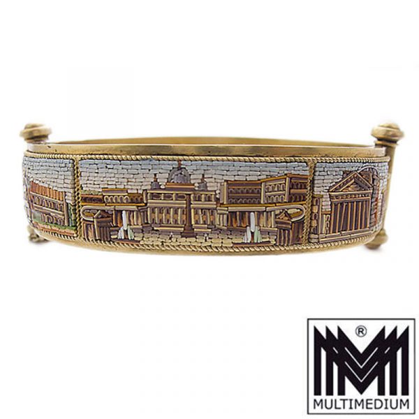 Millefiori Silber Armband Armreif um 1850 Mikromosaik silver gilt micro mosaic
