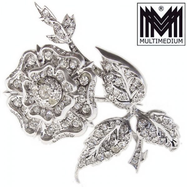 Große antike Art Deco Silber Blume paste brooch Tudor Rose
