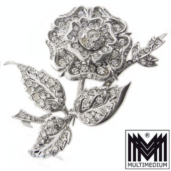 Große antike Art Deco Silber Blume paste brooch Tudor Rose