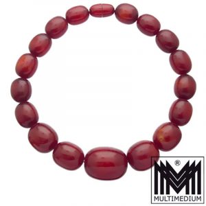 XXL Art Deco cherry no amber Bakelit Bernstein Halskette Rot necklace