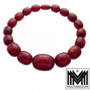 XXL Art Deco cherry no amber Bakelit Bernstein Halskette Rot necklace