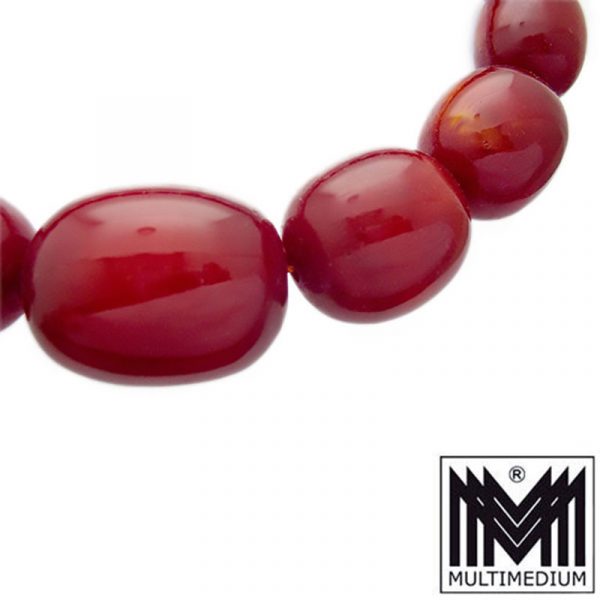 XXL Art Deco cherry no amber Bakelit Bernstein Halskette Rot necklace