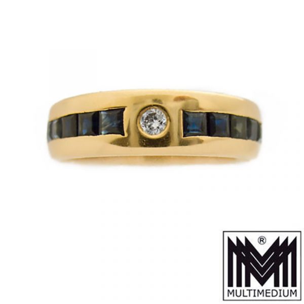 750er Rotgold Diamant Band Ring Saphir 18ct diamond red gold sapphire