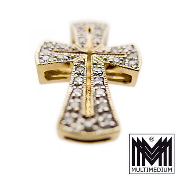 333er Gelbgold Kreuz Anhänger Diamanten gold cross pendant diamonds