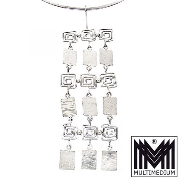 Modernist Silber Collier Handarbeit gehämmert silver necklace Pop Art