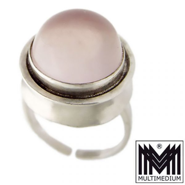 Modernist Ring Silber Rosenquarz Cabochon silver ring From rose quartz
