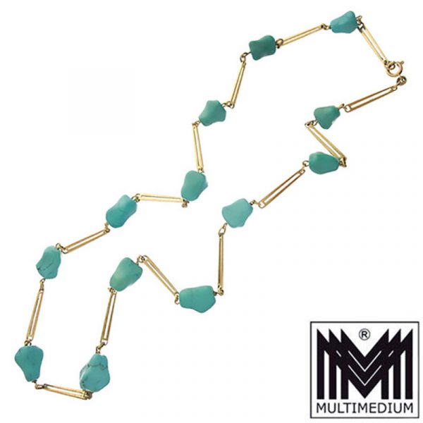 333 Gold Türkis Collier Halskette 8kt 8ct turquoise necklace