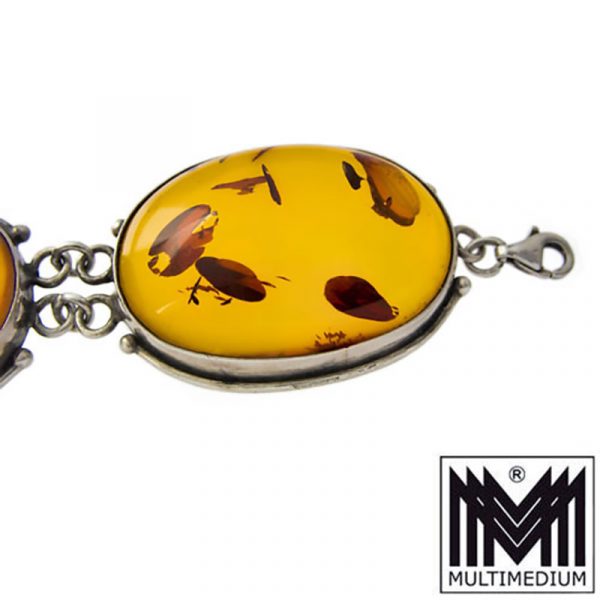 Großes Silber Armband Bernstein large amber sterling silver bracelet