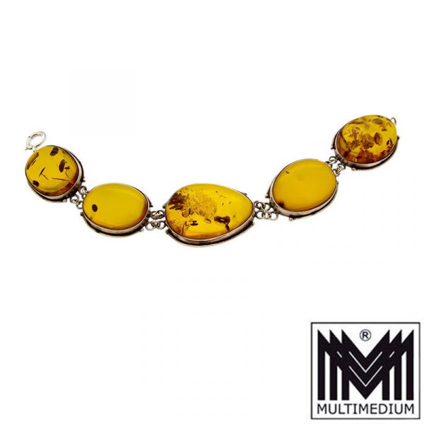 Großes Silber Armband Bernstein large amber sterling silver bracelet