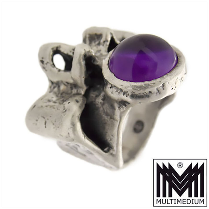 CRW 8744 Monika Burghard Oly Massiver Modernist Silber Ring Amethyst silver Monika & Burghard Oly Massiver Modernist Silber Ring Amethyst silver