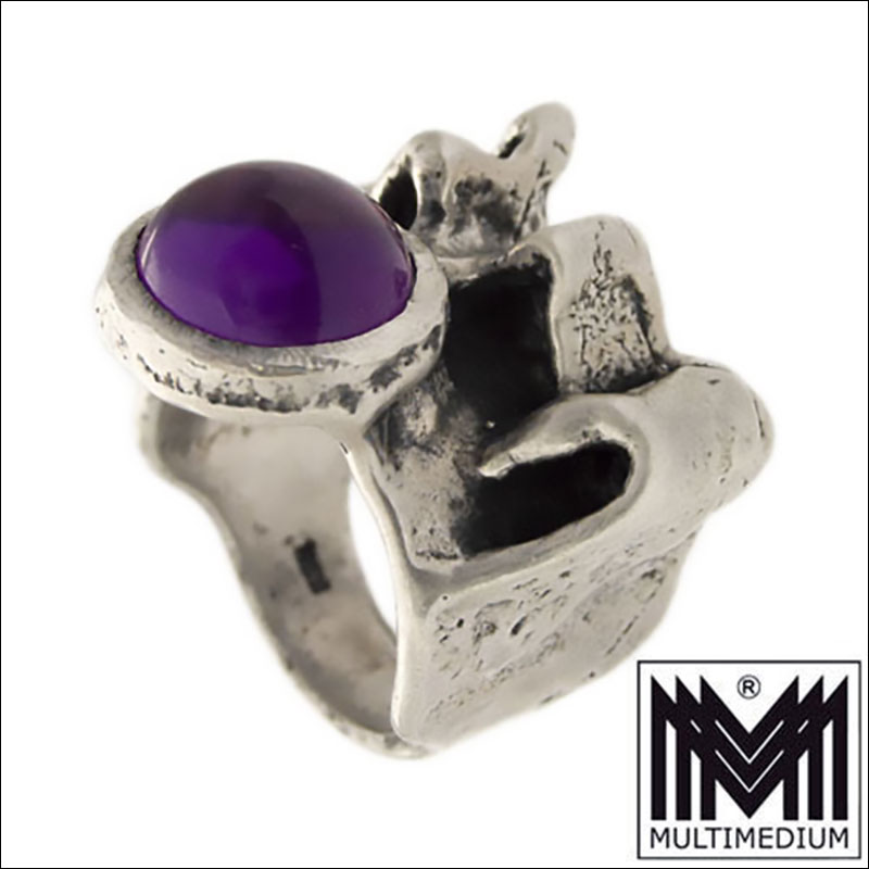 CRW 8747 Monika Burghard Oly Massiver Modernist Silber Ring Amethyst silver Monika & Burghard Oly Massiver Modernist Silber Ring Amethyst silver