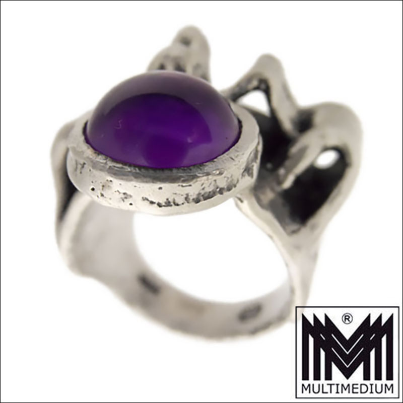 CRW 8748 Monika Burghard Oly Massiver Modernist Silber Ring Amethyst silver Monika & Burghard Oly Massiver Modernist Silber Ring Amethyst silver
