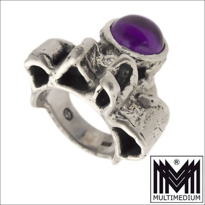 CRW 8751 Monika Burghard Oly Massiver Modernist Silber Ring Amethyst silver Monika & Burghard Oly Massiver Modernist Silber Ring Amethyst silver