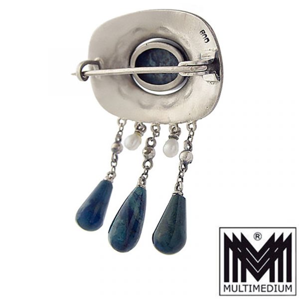 Jugendstil Silber Brosche Lapislazuli Perlen Art Nouveau silver brooch lapis lazuli
