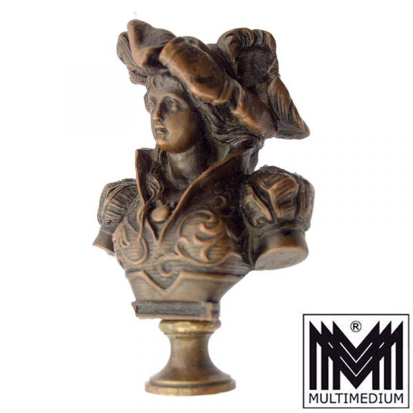 Antike Historismus Bronze Petschaft Dame Büste KM MK signet Lady bust