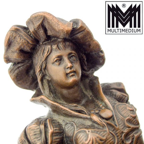 Antike Historismus Bronze Petschaft Dame Büste KM MK signet Lady bust