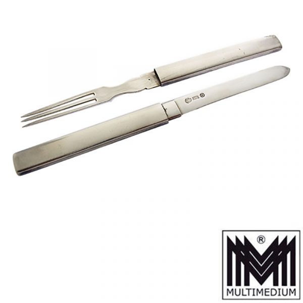 Exclusives 900 Silber Reisebesteck Messer Gabel silver travel cutlery