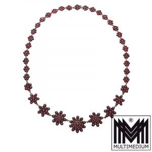 Historismus Granat Collier Tombak garnet necklace tombac red brass