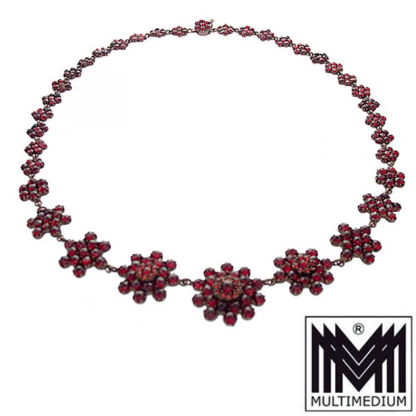 Historismus Granat Collier Tombak garnet necklace tombac red brass