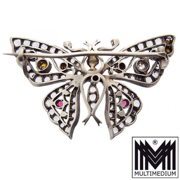 Antike Jugendstil Silber Brosche Schmetterling silver brooch butterfly Victorian