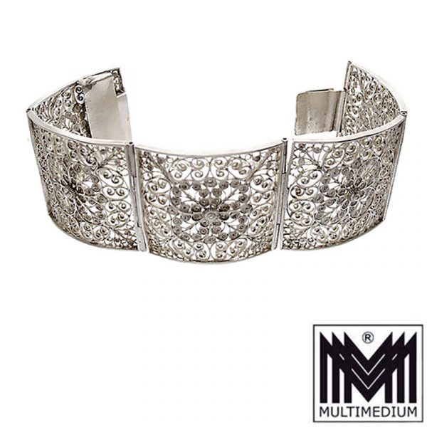 Traumhaftes breites Art Deco Silber filigran Armband silver bracelet