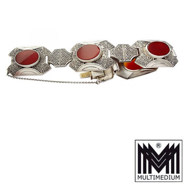 Art Deco Designer Armband Silber Karneol Ornament silver bracelet