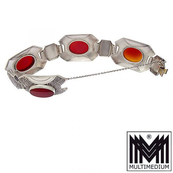 Art Deco Designer Armband Silber Karneol Ornament silver bracelet