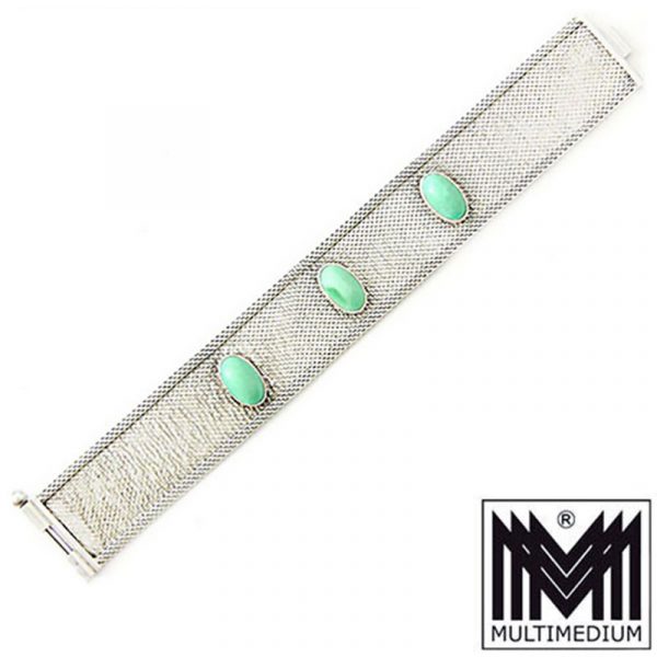 Modernist 70er Silber Armband Türkis Flechtornamentik silver bracelet turquoise