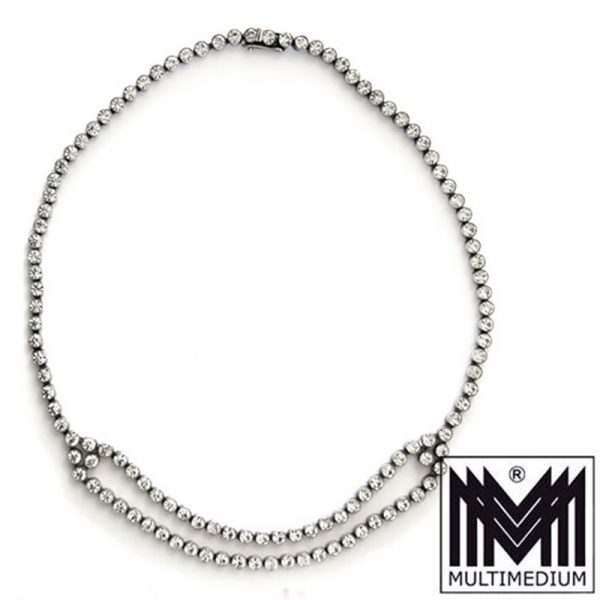 Art Deco Halskette Silber große Strass steine paste silver pendant collier