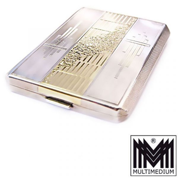 Art Deco Zigaretten Etui Silber vergoldet Widmung vtg silver cigarette case box