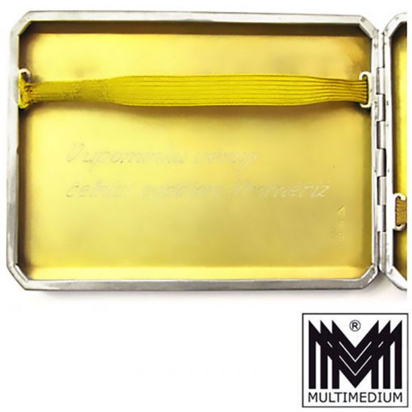 Art Deco Zigaretten Etui Silber vergoldet Widmung vtg silver cigarette case box