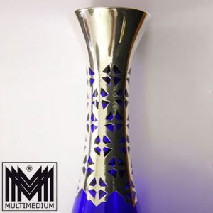 Friedrich W Spahr kobalt-blaue Glas Vase Silber Auflage Silver Overlay 1000 rar