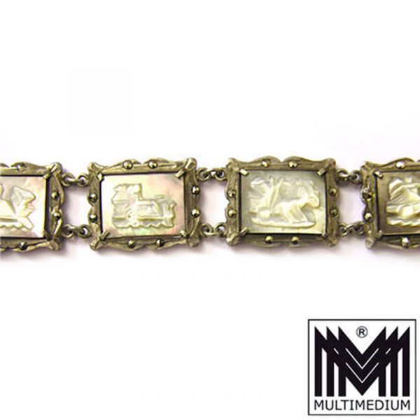 Jugendstil Armband Perlmutt Kamee Silber 1900 art nouveau silver bracelet Cameo