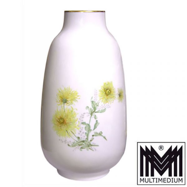 große Porzellan Bodenvase Lorenz Hutschenreuther Blumen-Dekor Chrysanthemen